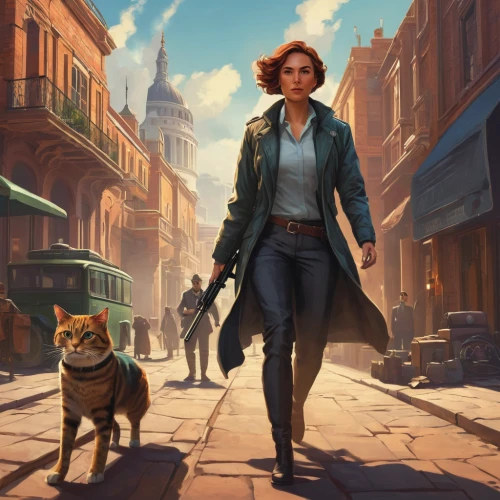girl with dog,sci fiction illustration,companion dog,cg artwork,transistor,dog walker,dog street,game art,walking dogs,the wanderer,boy and dog,russo-european laika,petersburg,game illustration,pedestrian,rescue alley,solo,dog walking,fallout4,a pedestrian,Conceptual Art,Daily,Daily 07