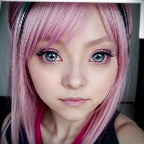 pink hair,anime girl,heterochromia,pink beauty,realdoll,doll's facial features,anime 3d,kawaii girl,pink,natural pink,violet head elf,lycia,barbie,barbie doll,fuschia,luka,color pink,eyeliner,girl doll,anime