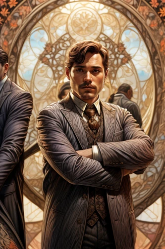 gentleman icons,steampunk,two face,pocket watches,steampunk gears,clockwork,businessmen,sherlock holmes,steam icon,scales of justice,watchmaker,cog,clockmaker,metatron's cube,cg artwork,mafia,mirror image,digital compositing,gentlemanly,theoretician physician