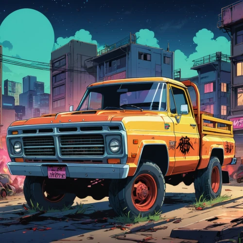 rust truck,pickup-truck,retro vehicle,truck,datsun truck,pickup truck,ford truck,pick-up,moon car,ford bronco,pick up truck,halloween truck,ford bronco ii,uaz-452,ford f-series,ford ranger,yellow taxi,tow truck,road cruiser,uaz patriot,Illustration,Japanese style,Japanese Style 03