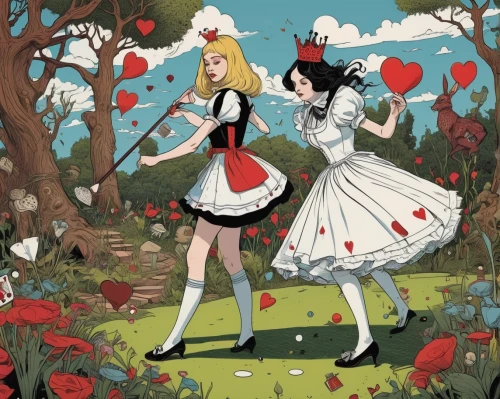 alice in wonderland,queen of hearts,valentine day's pin up,valentine pin up,alice,wonderland,heart candy,two hearts,fairytale characters,fairy tale,fairy tales,heart cherries,children's fairy tale,two-point-ladybug,pin-up girls,a fairy tale,pin up girls,marionette,painted hearts,heart cream,Illustration,Vector,Vector 02