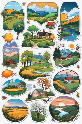 houses clipart,motif,farm landscape,vegetables landscape,farms,clipart sticker,mushroom landscape,round bales,picture puzzle,patches,villages,farm set,farm background,vintage dishes,scrapbook clip art,jigsaw puzzle,alpine pastures,icon set,pins,slovak tatras,Unique,Design,Sticker