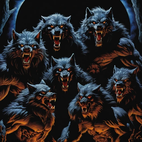 werewolves,werewolf,wolves,wolf pack,the wolf pit,wolf hunting,wolfman,howling wolf,druids,canines,wolf,snarling,two wolves,wolwedans,carnivores,predation,wolf's milk,the animals,gargoyles,the bears,Illustration,American Style,American Style 07