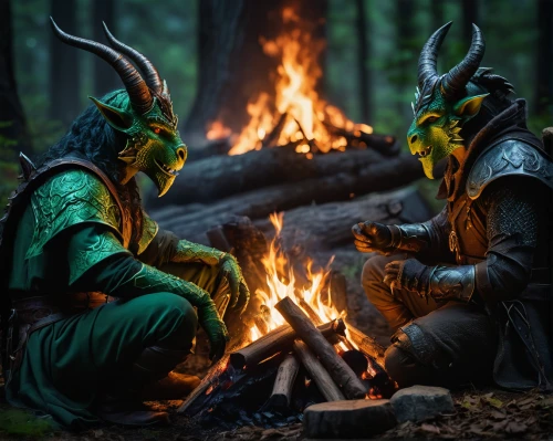 elves,campfire,druids,vikings,fantasy picture,warrior and orc,fireside,campfires,green dragon,devils,skyrim,talking,dragon fire,elven forest,fantasy art,wizards,the night of kupala,druid grove,ritual,shamanic,Photography,General,Fantasy