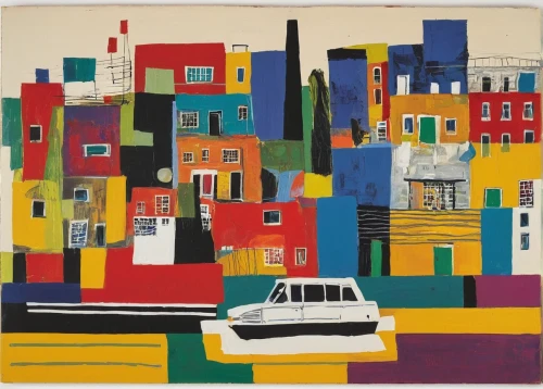 mondrian,row houses,city car,colorful city,automobiles,carol colman,austin 1800,havana,woman in the car,city scape,aronde,italian painter,cinquecento,buenos aires,habitat 67,valparaiso,picasso,austin 16,boats in the port,braque francais,Art,Artistic Painting,Artistic Painting 23