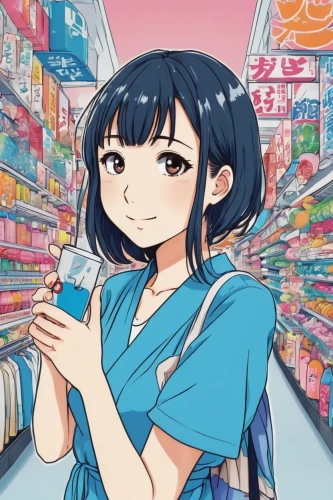 convenience store,ramune,shopping icon,ganai,hinata,grocery,japanese idol,soap shop,woman shopping,aomoriya,青龙菜,supermarket,kimono,shopkeeper,芦ﾉ湖,mukimono,maimi fl,groceries,sonoda love live,anime japanese clothing,Illustration,Japanese style,Japanese Style 04