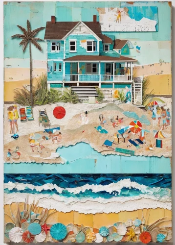 beach towel,beach hut,seaside resort,beach huts,seaside country,beach house,cool woodblock images,beach furniture,summer beach umbrellas,beach landscape,beach resort,woodblock prints,beachhouse,beach chairs,the hotel beach,vintage print,motif,beach scenery,seaside,south seas,Unique,Paper Cuts,Paper Cuts 06