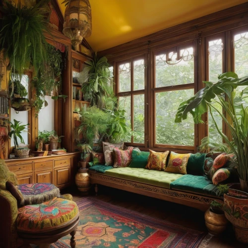 sitting room,house plants,conservatory,ornate room,living room,persian norooz,houseplant,exotic plants,interior decor,chaise lounge,great room,livingroom,dandelion hall,bay window,tropical house,interiors,interior design,beautiful home,green living,the living room of a photographer,Art,Classical Oil Painting,Classical Oil Painting 42