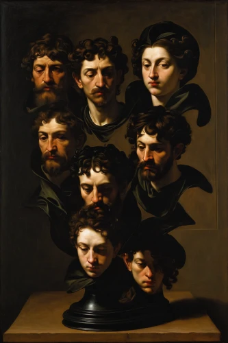 heads,faces,seven citizens of the country,group of people,kunsthistorisches museum,barberini,ugolino and his sons,bougereau,hedgehog heads,heads of royal palms,physiognomy,seven sorrows,avatars,comedy tragedy masks,masks,baroque,the order of cistercians,personages,portraits,gothic portrait,Art,Classical Oil Painting,Classical Oil Painting 05
