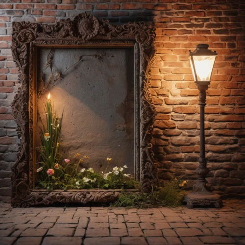 landscape lighting,fireplaces,fireplace,stone lamp,the threshold of the house,frame flora,terrarium,digital compositing,visual effect lighting,flower shop,corner flowers,flowers frame,flower stand,antique background,floral mockup,flower frame,3d render,vintage lantern,flowerbox,garden decor,Photography,General,Natural