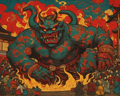 barongsai,buddhist hell,fire devil,devil,nikuman,devil wall,chinese dragon,dragon fire,daruma,fire eater,krampus,fuel-bowser,burning torch,sensoji,demon,inferno,kumamoto,fire siren,garuda,kong,Art,Artistic Painting,Artistic Painting 03