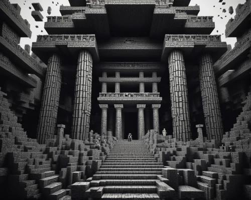 ancient city,egyptian temple,temple fade,pillars,hall of the fallen,columns,artemis temple,temples,asian architecture,ancient,mortuary temple,temple,ancient buildings,stone palace,the ancient world,buddhist hell,ancient civilization,white temple,hashima,palace,Illustration,Black and White,Black and White 09