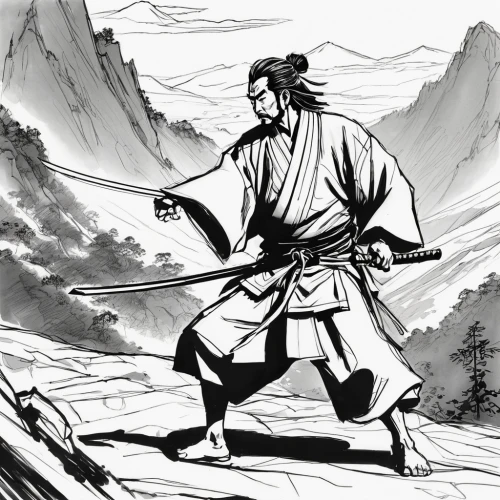 yi sun sin,taijiquan,xing yi quan,shaolin kung fu,kungfu,haidong gumdo,sambo (martial art),kung fu,wushu,swordsman,martial arts,wuchang,kenjutsu,huashan,samurai sword,japanese martial arts,samurai,aikido,baguazhang,geomungo,Illustration,Black and White,Black and White 08