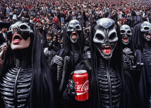 goth festival,blackmetal,dance of death,helloween,thrash metal,goth weekend,audience,energy drink,concert crowd,madhouse,carpathian,the coca-cola company,energy drinks,drinking party,testament,black drink,soda,coke,carcass,spawn,Conceptual Art,Sci-Fi,Sci-Fi 02