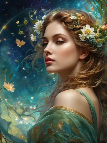 faery,faerie,fantasy portrait,mystical portrait of a girl,flower fairy,girl in flowers,fantasy art,fairy queen,fantasy picture,fae,beautiful girl with flowers,flora,fairy,romantic portrait,water nymph,splendor of flowers,rosa 'the fairy,jasmine blossom,jessamine,world digital painting,Conceptual Art,Fantasy,Fantasy 05