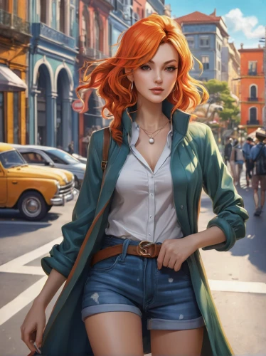 game illustration,nami,cg artwork,retro girl,french digital background,transistor,world digital painting,a pedestrian,vanessa (butterfly),background images,girl with gun,cuba background,pedestrian,merida,game art,rosa ' amber cover,girl walking away,clary,retro woman,fashionable girl,Illustration,Paper based,Paper Based 02