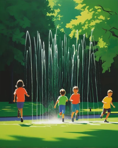 happy children playing in the forest,child in park,water game,water balloons,fountains,children's background,children jump rope,sprinkler,golfcourse,water games,kids illustration,children playing,golfers,children drawing,irrigation,outdoor play equipment,golf course background,children's playground,the golfcourse,city park,Art,Artistic Painting,Artistic Painting 34