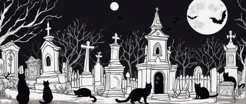 haunted cathedral,graveyard,old graveyard,halloween line art,halloween illustration,halloween background,cemetary,tombstones,ghost castle,burial ground,halloween scene,gravestones,gothic,witch house,haunted castle,witch's house,grave stones,cemetery,necropolis,all saints' day,Photography,Fashion Photography,Fashion Photography 07