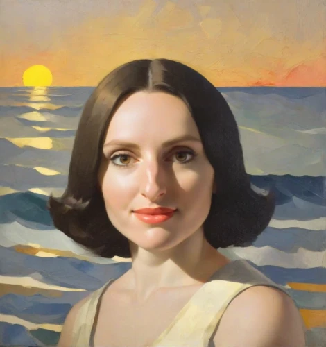 portrait of a girl,art deco woman,portrait of a woman,woman with ice-cream,sun and sea,girl on the boat,girl on the river,lilian gish - female,the sea maid,artist portrait,woman portrait,young woman,mona lisa,portrait of christi,self-portrait,girl with a dolphin,girl with bread-and-butter,romantic portrait,oil on canvas,paloma