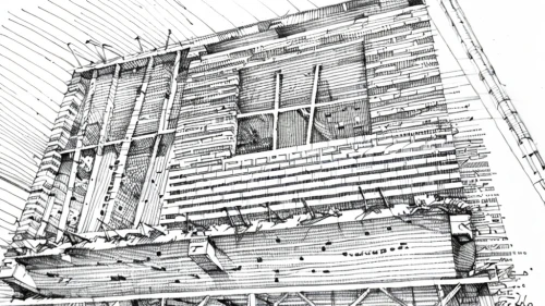 wooden facade,scaffold,frame drawing,cross section,cross-section,wireframe,formwork,wireframe graphics,facade insulation,rotary elevator,steel scaffolding,building work,evaporator,cooling tower,building construction,scaffolding,seismograph,multi-story structure,rope-ladder,grain plant,Design Sketch,Design Sketch,Fine Line Art