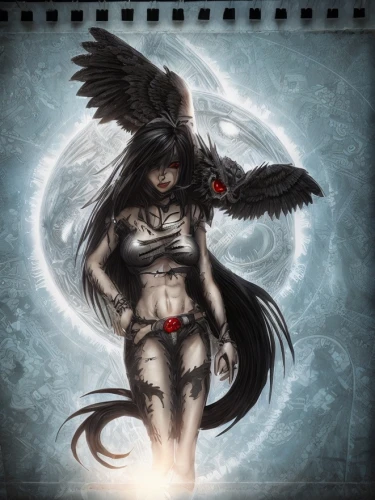 dark angel,black angel,harpy,raven girl,black raven,angel of death,fallen angel,corvidae,death angel,crow queen,corvus,angelology,black crow,winged heart,dark-type,angel wing,uriel,dark art,dark elf,nocturnal bird,Game&Anime,Manga Characters,Darkness