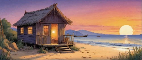 beach hut,summer cottage,cottage,fisherman's hut,floating huts,wooden hut,beach landscape,seaside resort,summer house,fisherman's house,straw hut,huts,beach house,holiday home,home landscape,beach huts,seaside country,beach restaurant,beach tent,houses clipart,Illustration,Black and White,Black and White 29