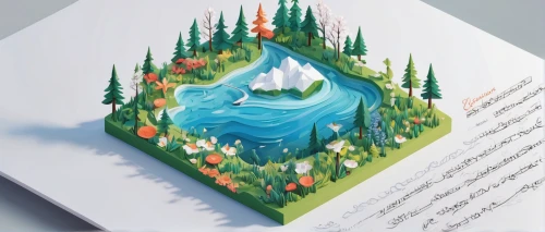 floating island,paper boat,world digital painting,mountain spring,water scape,3d mockup,greeting card,water cube,book illustration,water flower,floating islands,water resources,wishing well,water glace,3d fantasy,book pages,waterscape,guestbook,river of life project,game illustration,Unique,3D,Isometric