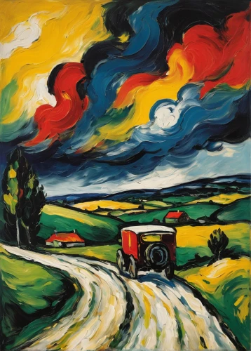 farm landscape,rural landscape,david bates,tractor,tractor trailer,oil on canvas,oil painting on canvas,1926,farm tractor,saurer-hess,1929,1925,olle gill,autobahn,harvester,1952,dutch landscape,landscape,oil painting,painting technique,Art,Artistic Painting,Artistic Painting 37