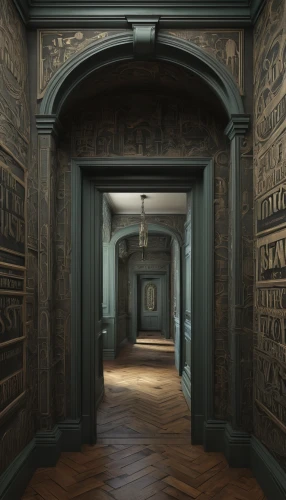 seamless texture,hallway,3d rendering,carved wall,armoire,ancient egypt,hall of the fallen,creepy doorway,antiquariat,egyptian temple,mortuary temple,ancient house,wooden door,3d rendered,dark cabinetry,backgrounds texture,ornate room,ancient egyptian,egyptology,3d render,Illustration,Realistic Fantasy,Realistic Fantasy 44