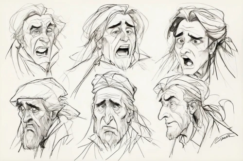 facial expressions,expressions,faces,male poses for drawing,expression,gestures,caricature,grimaces,caricaturist,studies,old man,crying man,man portraits,cartoon people,elderly man,angry man,emotions,assorted,character animation,physiognomy,Illustration,Black and White,Black and White 08