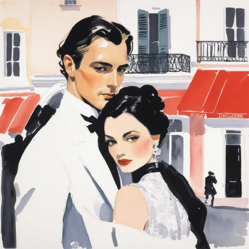 roaring twenties couple,vintage man and woman,vintage illustration,vintage boy and girl,art deco,young couple,fashion illustration,art deco woman,gone with the wind,italian poster,clue and white,roaring twenties,romantic portrait,man and wife,vintage couple silhouette,twenties,film poster,vintage art,two people,paris clip art,Art,Artistic Painting,Artistic Painting 24