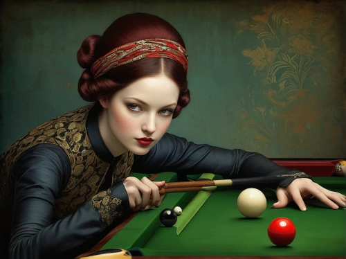 english billiards,billiard,billiards,pool player,billiard table,billiard room,carom billiards,billiard ball,nine-ball,victorian lady,bar billiards,pocket billiards,eight-ball,blackball (pool),woman playing,snooker,cue stick,fantasy portrait,poker set,poker,Illustration,Realistic Fantasy,Realistic Fantasy 35