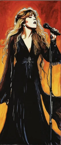 stevie nicks,dance of death,stevie,canary,botticelli,feist,queen of the night,singer,flamenco,black bird,madonna,hedwig,tour to the sirens,black rose,black coat,black angel,oil on canvas,singing,celtic queen,nightingale,Illustration,Black and White,Black and White 17