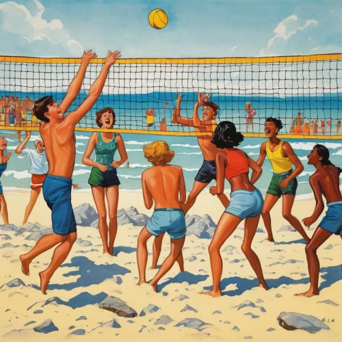 beach volleyball,footvolley,beach soccer,volleyball,volleyball team,beach sports,volley,beach basketball,beach defence,volleyball net,beach rugby,beach handball,people on beach,beach ball,vintage art,volleyball player,ball badminton,summer olympics,water volleyball,beach goers,Illustration,Black and White,Black and White 17