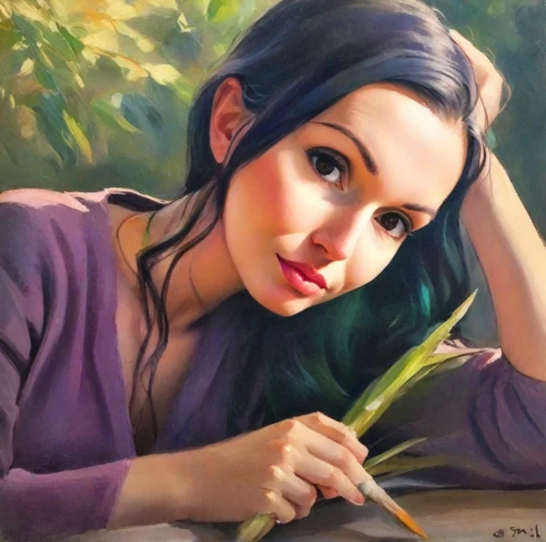 oil painting,girl portrait,romantic portrait,fantasy portrait,portrait of a girl,woman portrait,oil painting on canvas,young woman,artist portrait,girl studying,girl with tree,italian painter,girl in the garden,mystical portrait of a girl,vietnamese woman,art painting,photo painting,woman at cafe,la violetta,magnolia