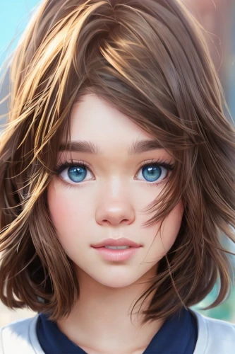female doll,doll's facial features,realdoll,little girl in wind,natural cosmetic,child girl,fashion dolls,artificial hair integrations,girl doll,girl portrait,child portrait,children's eyes,3d rendered,artist doll,cute cartoon character,painter doll,fashion doll,cg,doll's head,bjork,Common,Common,Japanese Manga