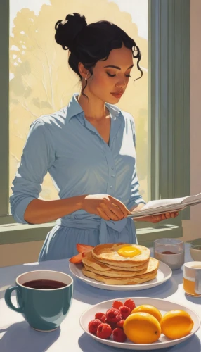 girl in the kitchen,still life with jam and pancakes,woman holding pie,breakfast table,plate of pancakes,girl with bread-and-butter,pancakes,cooking book cover,morning light,breakfast plate,spring pancake,girl with cereal bowl,placemat,domestic,food and cooking,coffee tea illustration,painting eggs,garden breakfast,breakfast on board of the iron,breakfest,Conceptual Art,Daily,Daily 08