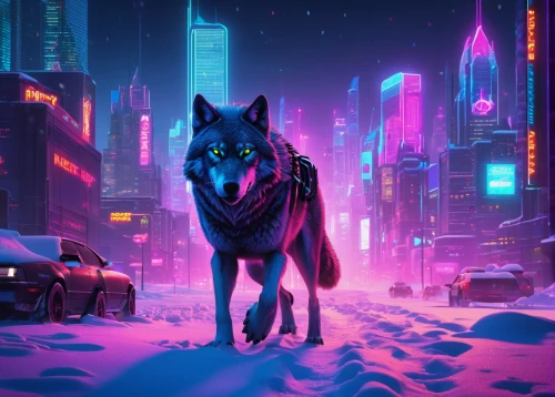 laika,wolf,wolves,constellation wolf,russo-european laika,coyote,cyberpunk,husky,wolfdog,gsd,howling wolf,howl,sled dog,police dog,dusk background,echo,ursa,wolf bob,sci fiction illustration,ultraviolet,Conceptual Art,Sci-Fi,Sci-Fi 26