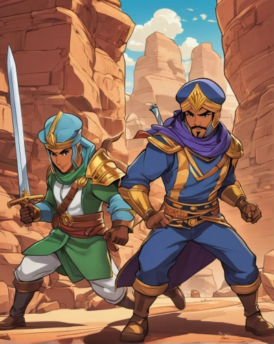 guards of the canyon,sheik,tassili n'ajjer,merzouga,karnak,swordsmen,game illustration,desert background,swords,wadi,sword fighting,lancers,capture desert,naqareh,pharaohs,ninjas,assassins,desert run,pharaonic,sossusvlei,Illustration,Japanese style,Japanese Style 07