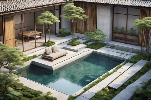 asian architecture,roof landscape,zen garden,ryokan,japanese zen garden,japanese architecture,landscape design sydney,pool house,garden design sydney,3d rendering,luxury property,tropical house,landscape designers sydney,bamboo plants,japanese-style room,chinese architecture,sanya,bali,holiday villa,grass roof,Unique,Design,Infographics