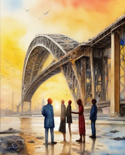 rainbow bridge,golden bridge,under the bridge,memorial bridge,stone arch,love bridge,spit bridge,bridge,bay bridge,bridges,arch bridge,humpback bridge,railroad bridge,angel bridge,oil painting on canvas,tied-arch bridge,harbor bridge,cantilever bridge,oil on canvas,hangman's bridge,Common,Common,Natural