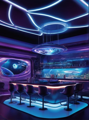 ufo interior,neon light drinks,nightclub,unique bar,piano bar,neon cocktails,neon drinks,liquor bar,bar counter,aquariums,futuristic art museum,aquarium lighting,teacups,neon coffee,aqua studio,retro diner,aquarium decor,seafood counter,bar,flying saucer,Conceptual Art,Fantasy,Fantasy 04