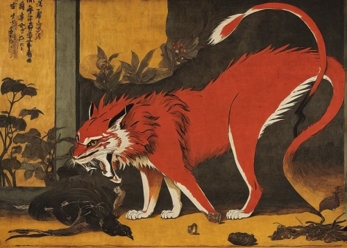 kitsune,cool woodblock images,inari,nine-tailed,battōjutsu,sōjutsu,japanese art,woodblock prints,chinese imperial dog,redfox,a fox,daitō-ryū aiki-jūjutsu,tsukemono,red fox,red wolf,oriental painting,garden-fox tail,shikoku,raccoon dog,konghou,Art,Classical Oil Painting,Classical Oil Painting 37