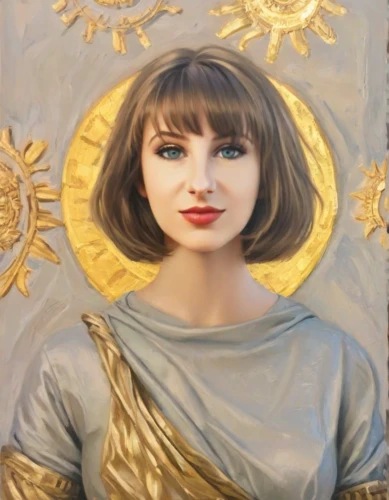 joan of arc,mary-gold,portrait of christi,cleopatra,church painting,mona lisa,art deco woman,oil on canvas,art nouveau frame,baroque angel,angel moroni,portrait of a girl,jane austen,art nouveau,cepora judith,the mona lisa,ethereum icon,audrey,art,oil painting on canvas