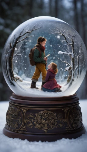snow globe,snow globes,snowglobes,frozen bubble,crystal ball-photography,crystal ball,lensball,children's fairy tale,frozen soap bubble,christmas globe,christmas trailer,a ball in the snow,a collection of short stories for children,a fairy tale,children's background,digital compositing,looking glass,fairy tale,glass sphere,ice ball,Conceptual Art,Oil color,Oil Color 05