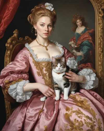 portrait of a girl,portrait of a woman,rococo,woman holding a smartphone,portrait of christi,angelica,cepora judith,woman holding pie,queen anne,girl with dog,young woman,la violetta,baroque,woman drinking coffee,young lady,baroque angel,girl with cloth,young girl,venetia,portrait of a hen,Art,Classical Oil Painting,Classical Oil Painting 01