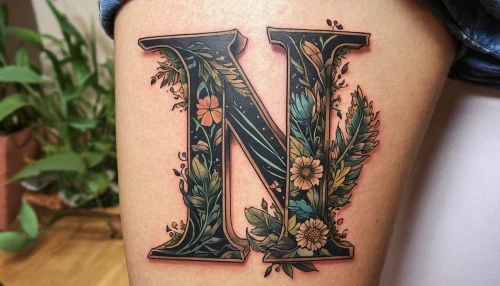 forearm,anchor,initials,tattoo,alphabet letter,zodiac sign gemini,letter m,capital letter,decorative letters,on the arm,seven sorrows,number 2,with tattoo,number two,letter n,number 4,needle,alphabet letters,virgo,amaryllis,Illustration,Realistic Fantasy,Realistic Fantasy 12