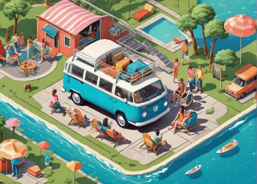 seaside resort,resort town,water bus,houseboat,picnic boat,airbnb icon,digital nomads,vwbus,seaside country,cablecar,donut illustration,isometric,kids illustration,dribbble,popeye village,campground,game illustration,airbnb logo,airbnb,resort,Unique,3D,Isometric