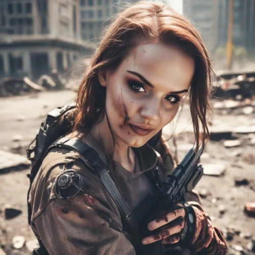 lara,girl with gun,zombie,girl with a gun,post apocalyptic,sofia,huntress,woman holding gun,nora,warsaw uprising,renegade,nikita,samara,cyborg,holding a gun,combat medic,full hd wallpaper,fierce,snezka,katniss