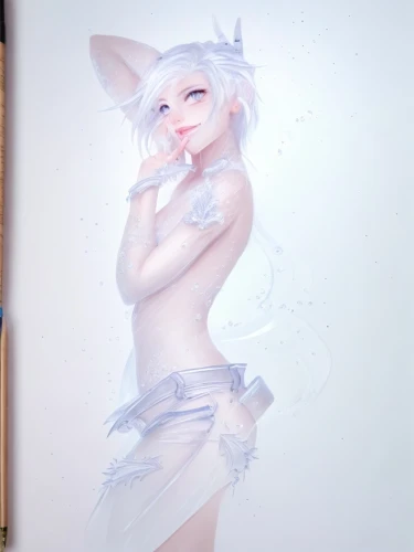 tiber riven,fennec,kitsune,white heart,lotus art drawing,coloring outline,drawing cat,pastel paper,color pencil,pencil frame,pencil color,fae,watercolor,watercolor background,copic,piko,watercolor sketch,watercolor paint,white cat,snow drawing,Game&Anime,Manga Characters,Fantasy